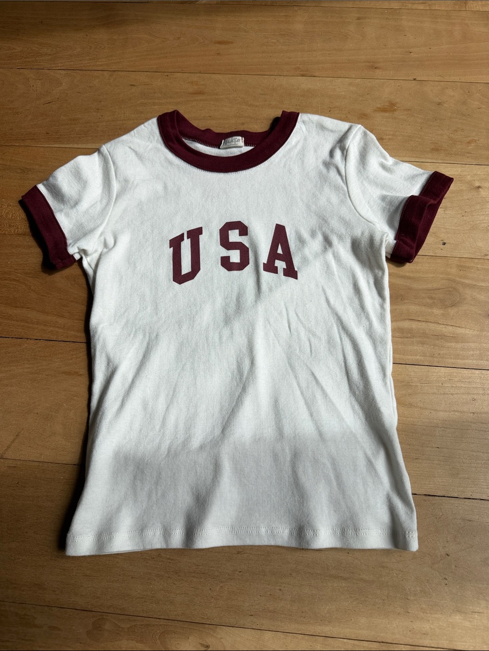 Brandy USA Graphic Ringer Tee - White & Maroon
